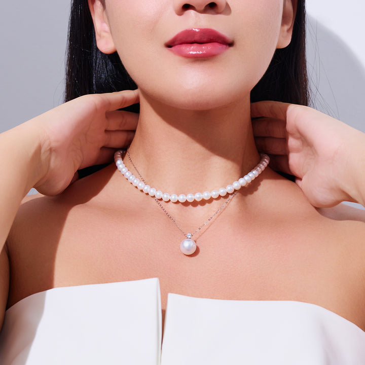 18K Solid Gold  Southsea White Pearl Necklace KN00334