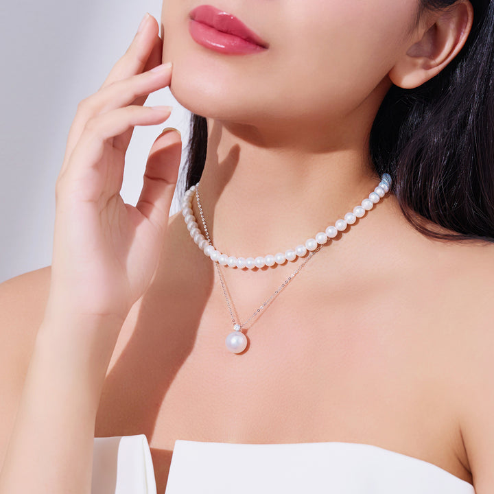 18K Solid Gold  Southsea White Pearl Necklace KN00334