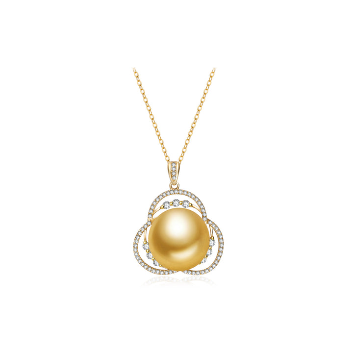 18K Solid Gold South Sea Golden Pearl Necklace KN00335 - PEARLY LUSTRE