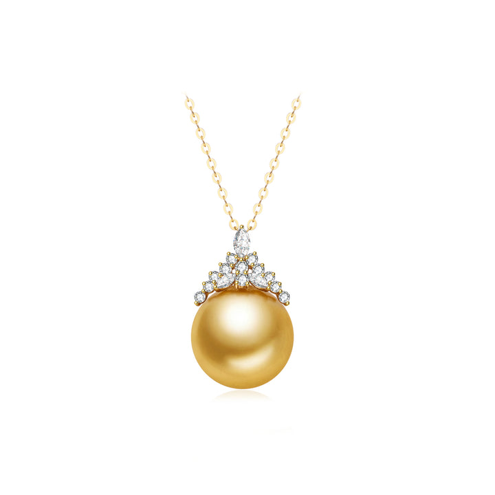 18K Solid Gold South Sea Golden Pearl Necklace KN00336 - PEARLY LUSTRE