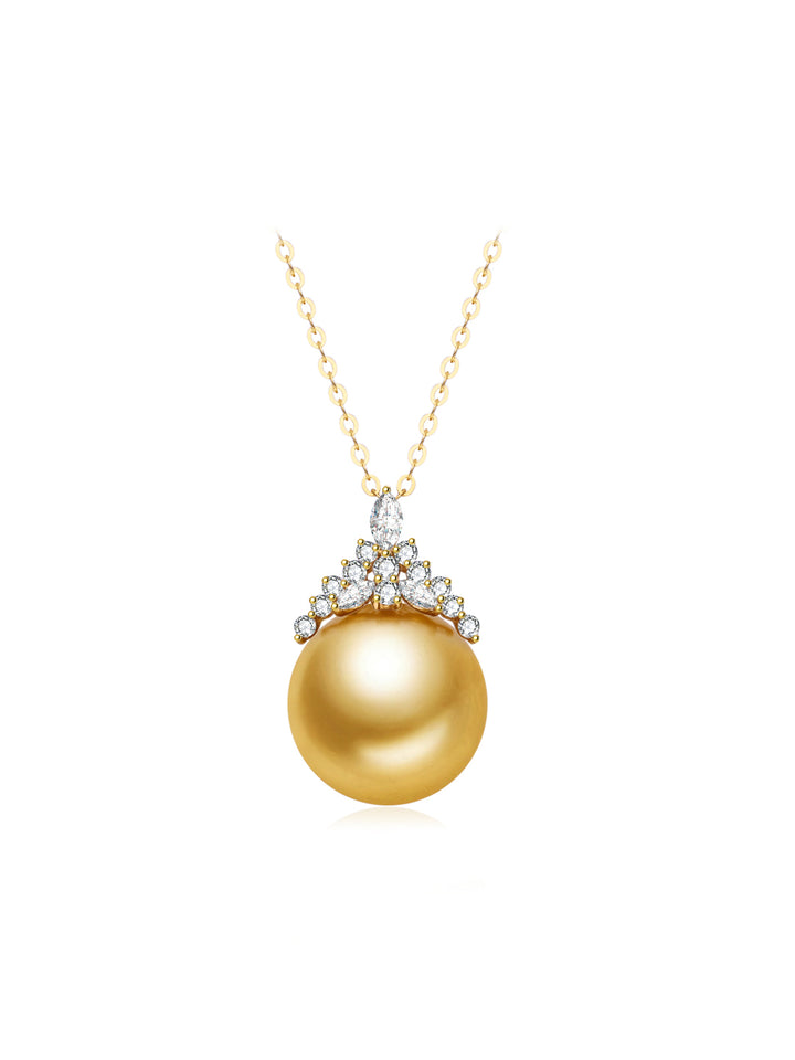 Collana con perla dorata del Mare del Sud in oro massiccio 18K KN00336