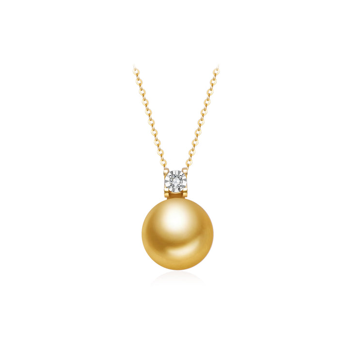 18k Gold Diamond South Sea Golden Pearl Necklace KN00337 - PEARLY LUSTRE
