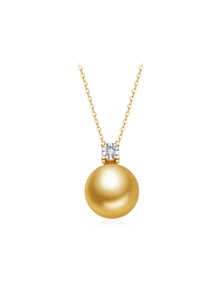 Collier perle dorée de la mer du Sud en diamant or 18 carats KN00337