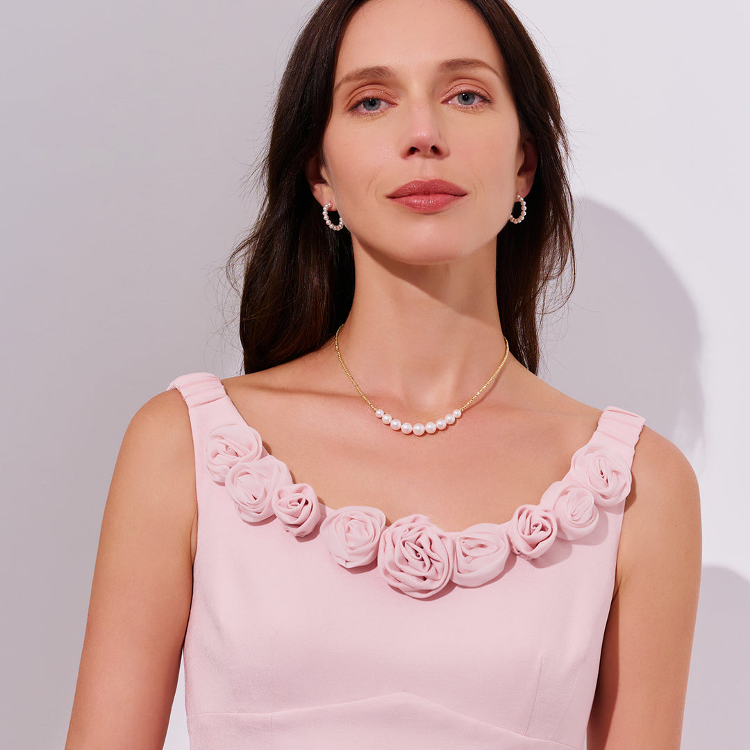 18k Solid Gold Akoya Pearl Necklace KN00338 - PEARLY LUSTRE