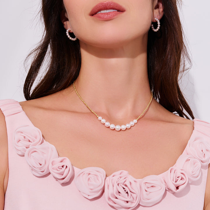 18k Solid Gold Akoya Pearl Necklace KN00338 - PEARLY LUSTRE