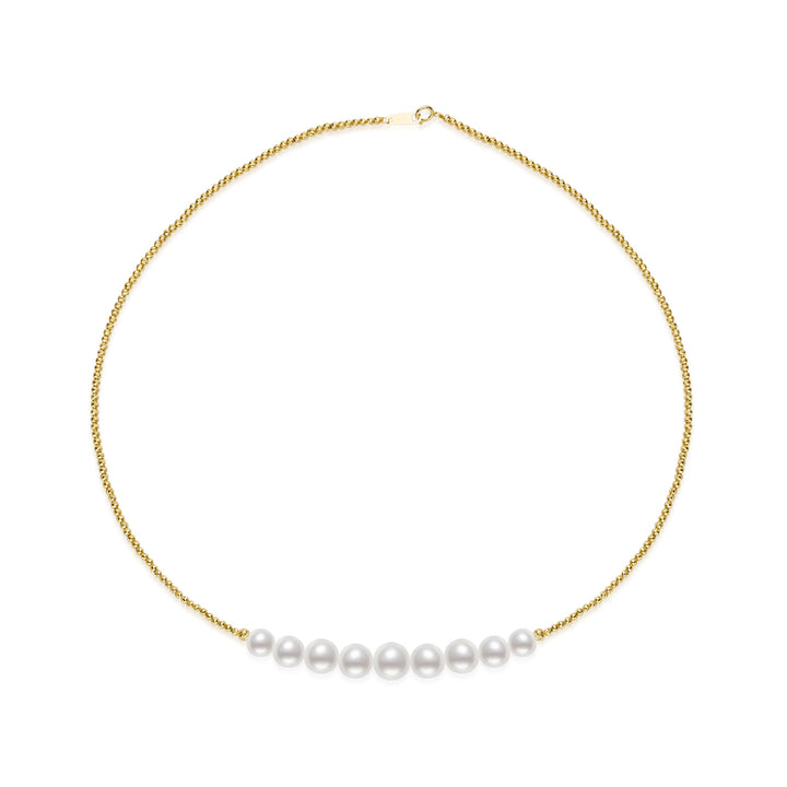 18k Solid Gold Akoya Pearl Necklace KN00338 - PEARLY LUSTRE