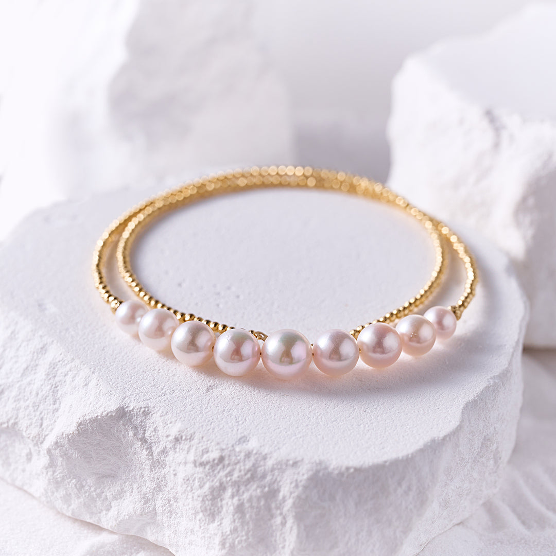 18k Solid Gold Akoya Pearl Necklace KN00338 - PEARLY LUSTRE