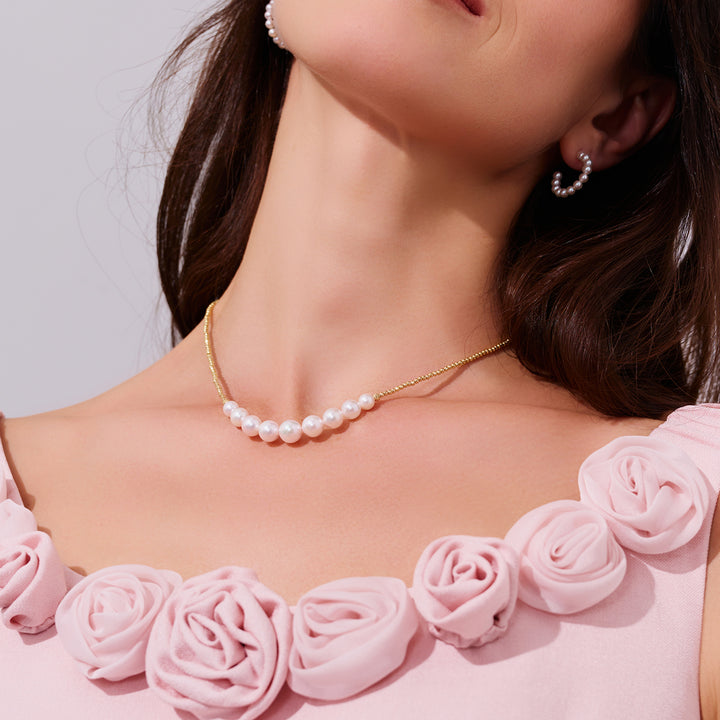 18k Solid Gold Akoya Pearl Necklace KN00338 - PEARLY LUSTRE