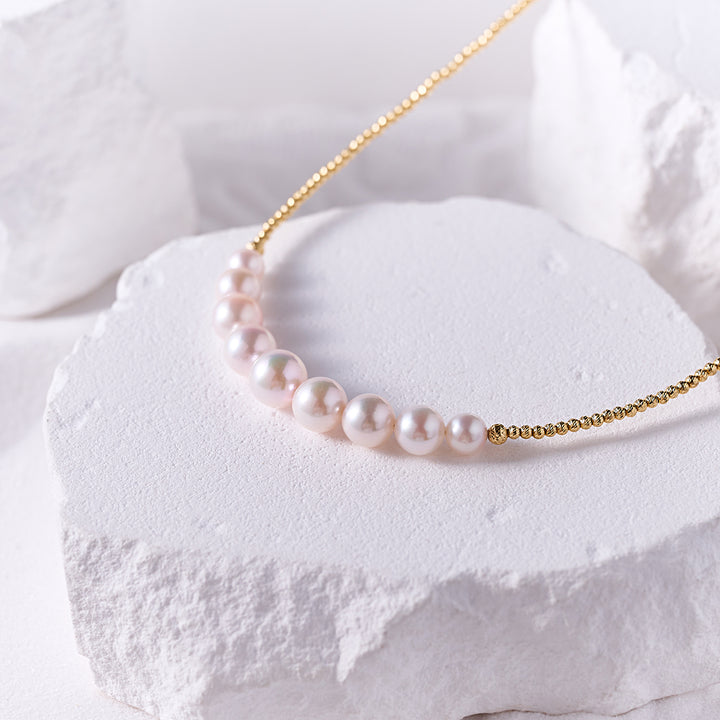 18k Solid Gold Akoya Pearl Necklace KN00338 - PEARLY LUSTRE