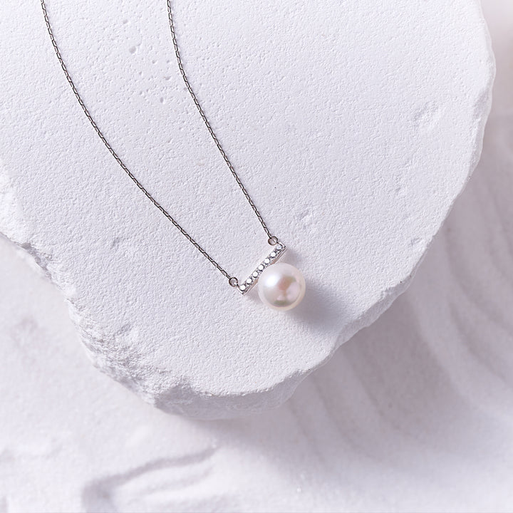 18K Solid Gold Akoya Pearl Necklace KN00339 - PEARLY LUSTRE