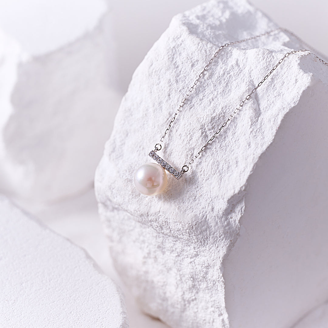 18K Solid Gold Akoya Pearl Necklace KN00339 - PEARLY LUSTRE