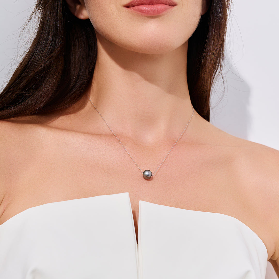 18K Tahitian Pearl Necklace KN00342 - PEARLY LUSTRE