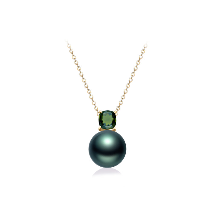 18K Solid Gold Saltwater Tahitian Pearl Necklace KN00346 - PEARLY LUSTRE