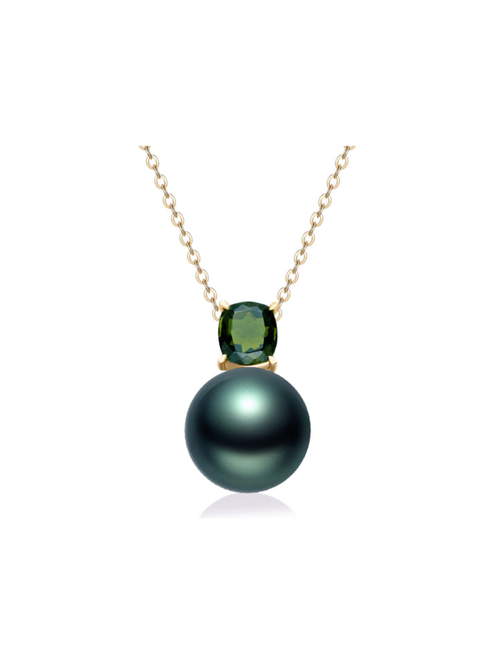 عقد لؤلؤ تاهيتي مائي مالح من الذهب الخالص عيار 18 قيراط KN00346
