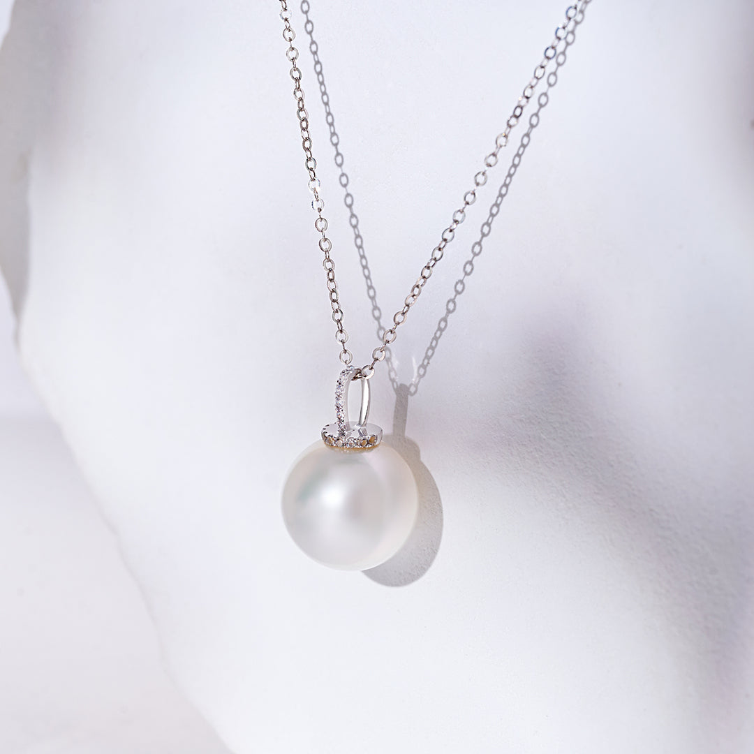 18K Solid Gold Australian White South Sea Necklace KN00348 - PEARLY LUSTRE