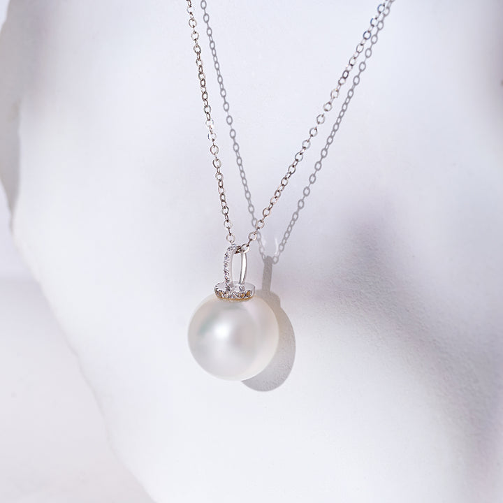 18K Solid Gold Australian White South Sea Necklace KN00348 - PEARLY LUSTRE
