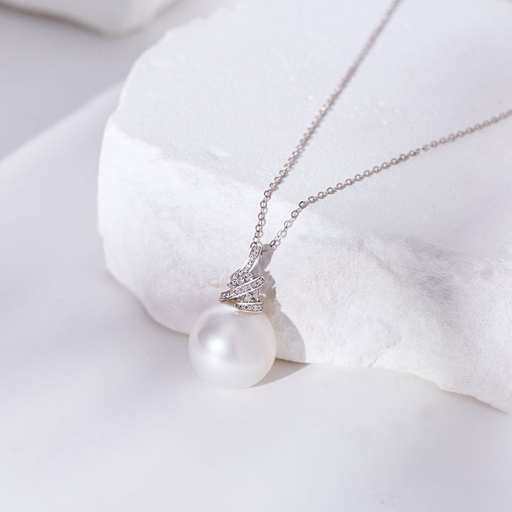 18K Solid Gold Australian White South Sea Necklace KN00350 - PEARLY LUSTRE