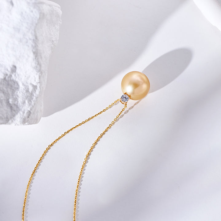 18K Solid Gold South Sea Golden Pearl Necklace KN00351 - PEARLY LUSTRE