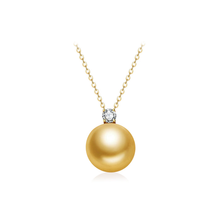 18K Solid Gold South Sea Golden Pearl Necklace KN00351