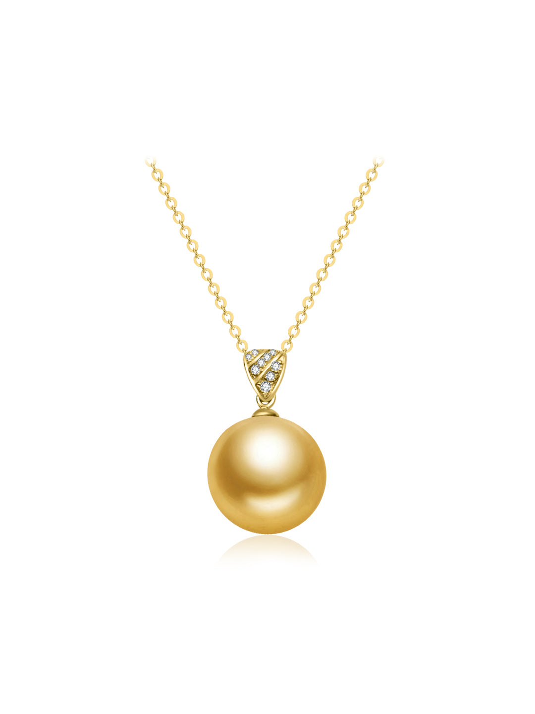 18K Solid Gold South Sea Golden Pearl Necklace KN00353