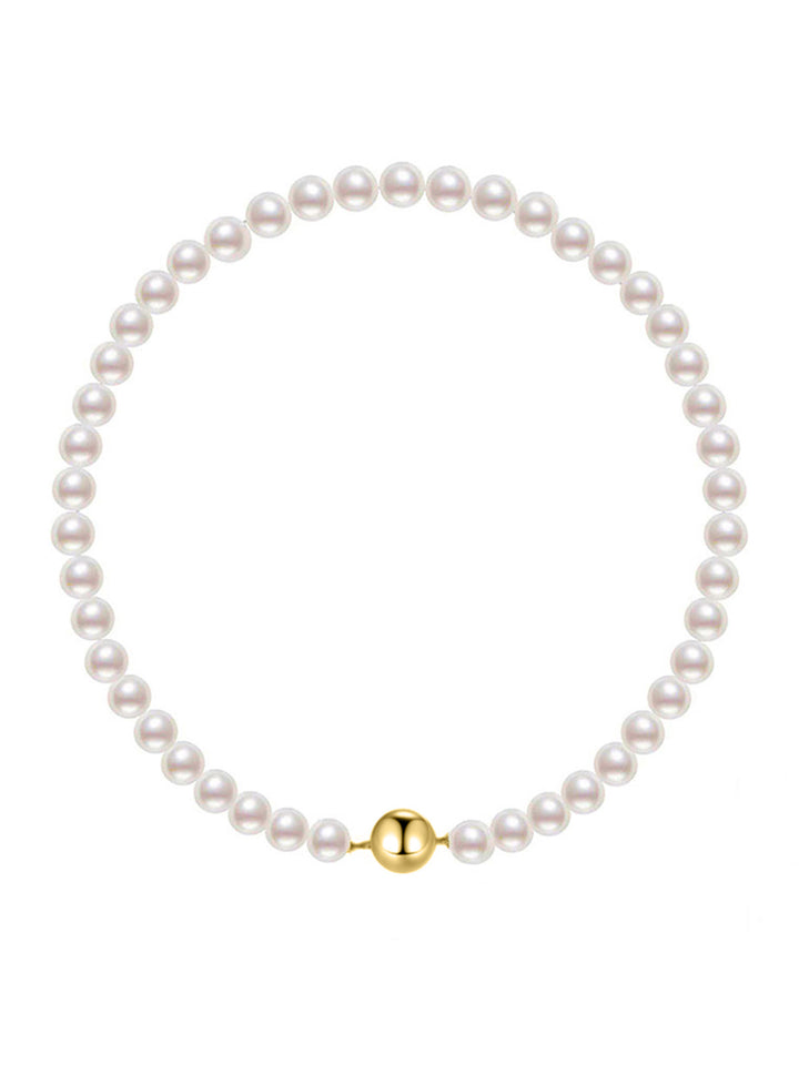 18k Emas Top Gred Aurora HANADAMA Akoya Rantai Mutiara KN00354