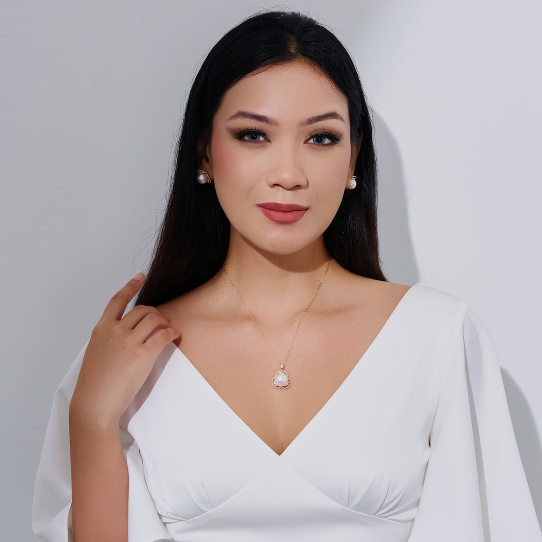 18K Solid Gold Edison Pearl Earrings KE00288 - PEARLY LUSTRE