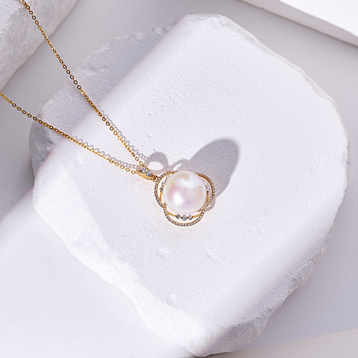 18k Solid Gold Edison Pearl Necklace KN00356 - PEARLY LUSTRE