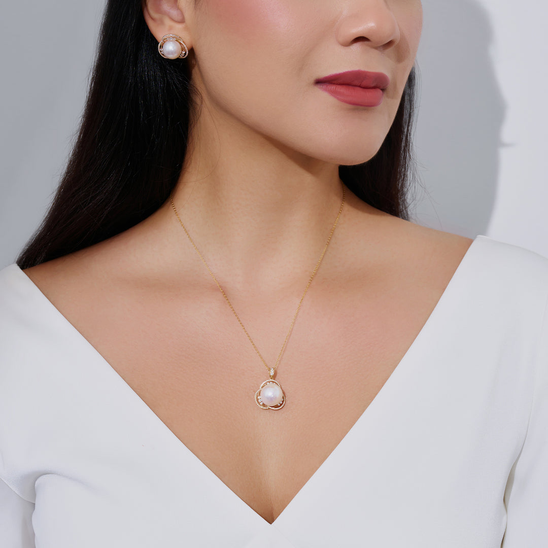 18k Solid Gold Edison Pearl Necklace KN00356 - PEARLY LUSTRE