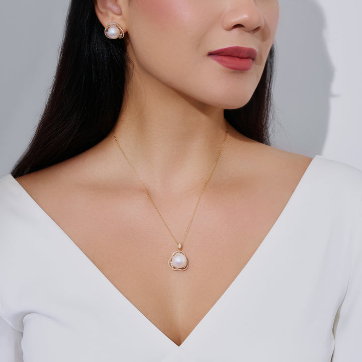 18k Solid Gold Edison Pearl Necklace KN00356 - PEARLY LUSTRE