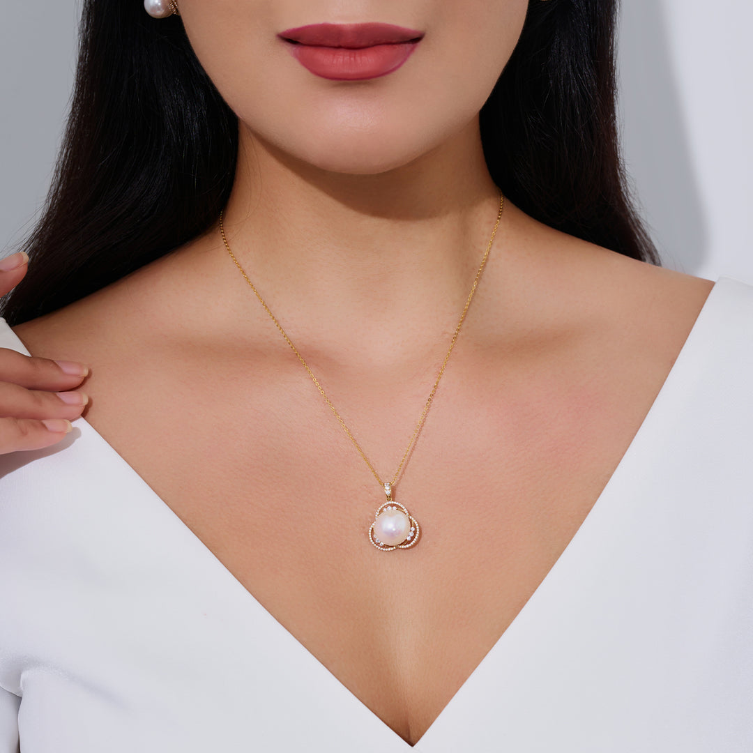 18k Solid Gold Edison Pearl Necklace KN00356 - PEARLY LUSTRE