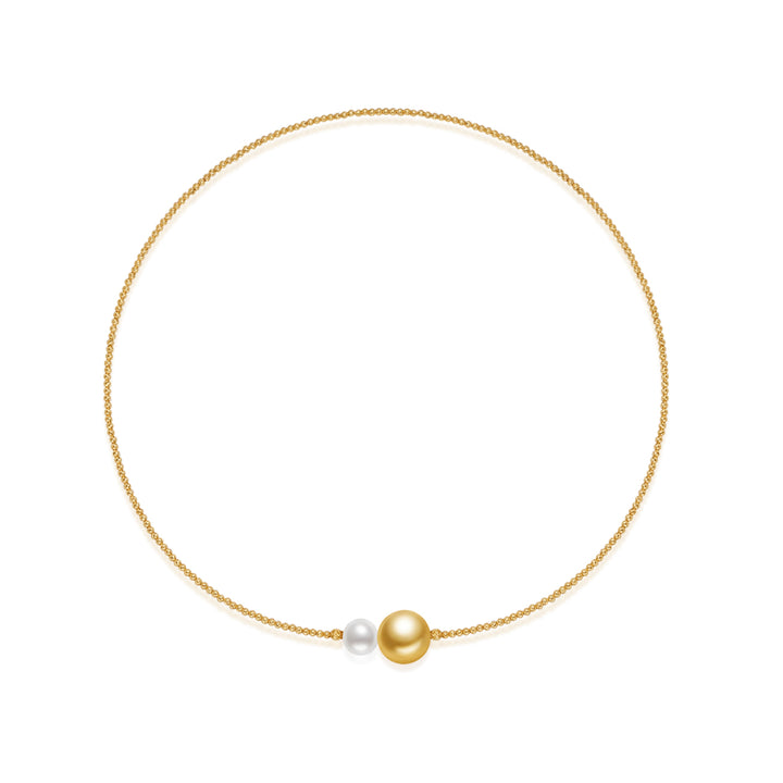 Collar de perlas doradas del mar del sur y Akoya de oro 18k KN00357 | HARMONY