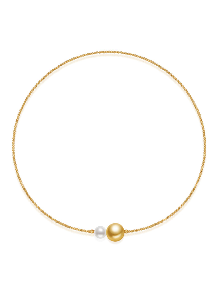 Rantai Leher Mutiara Emas Laut Selatan Emas 18k & Akoya KN00357 | HARMONY