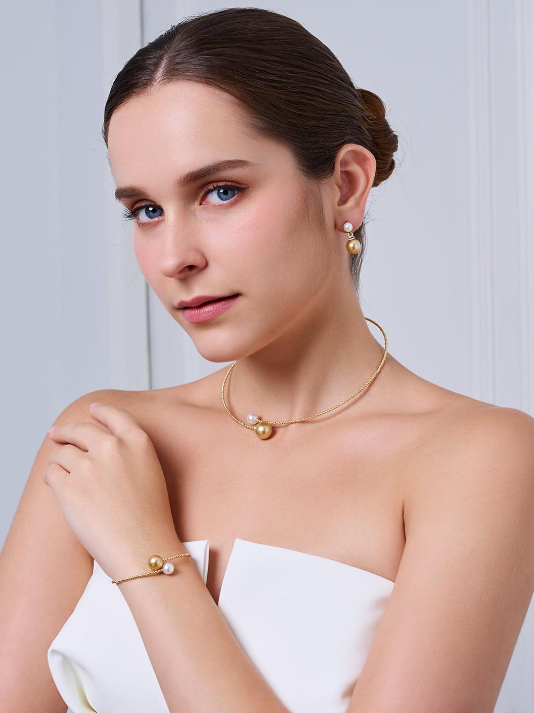 Collier en perles d'or 18 carats South Sea Golden & Akoya KN00357 | HARMONY