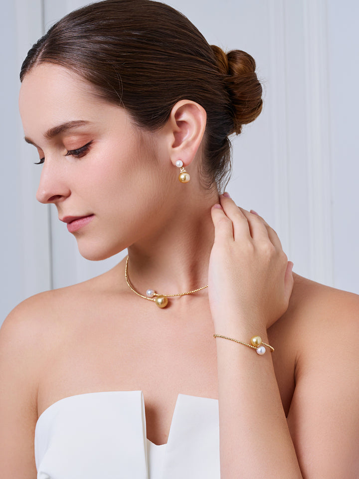 Collier en perles d'or 18 carats South Sea Golden & Akoya KN00357 | HARMONY