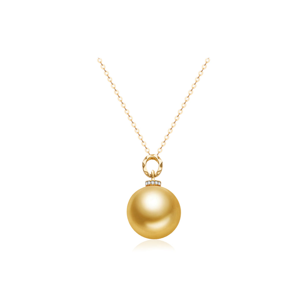 Collana con perla dorata del Mare del Sud in oro massiccio 18K KN00359