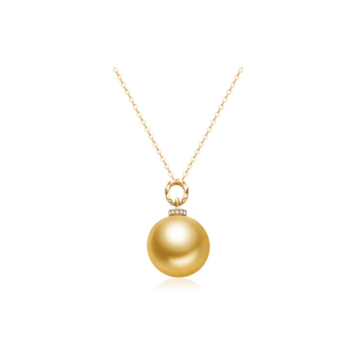 Collana con perla dorata del Mare del Sud in oro massiccio 18K KN00359