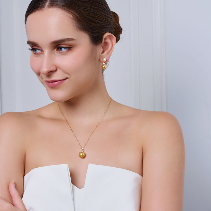 18K Massivgold Südsee Goldene Perlenkette KN00359