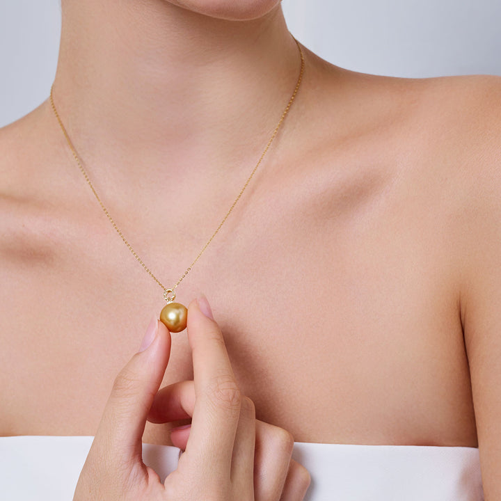 18K Massivgold Südsee Goldene Perlenkette KN00359