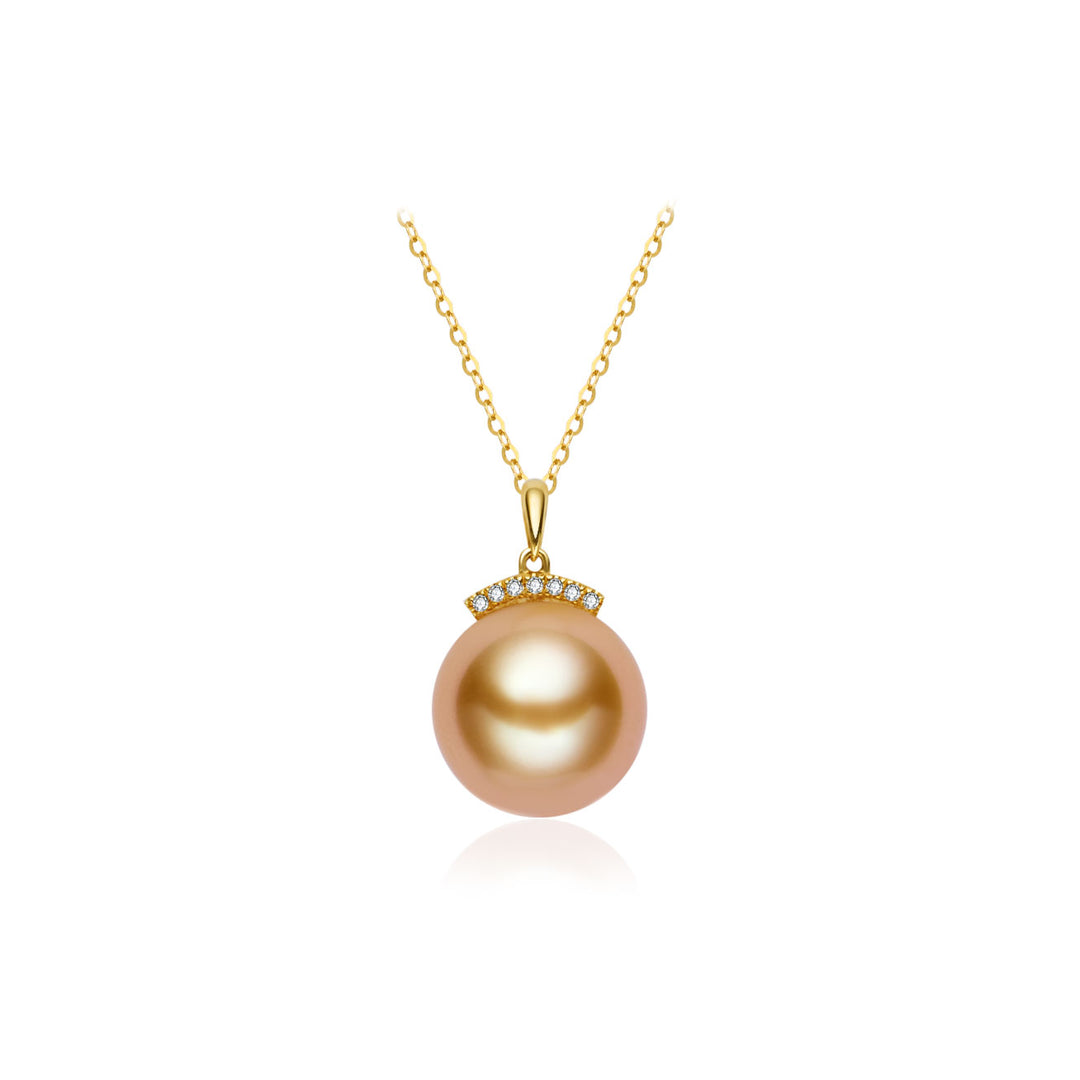 Collier en perle dorée de mer du Sud en or massif 18 carats KN00360
