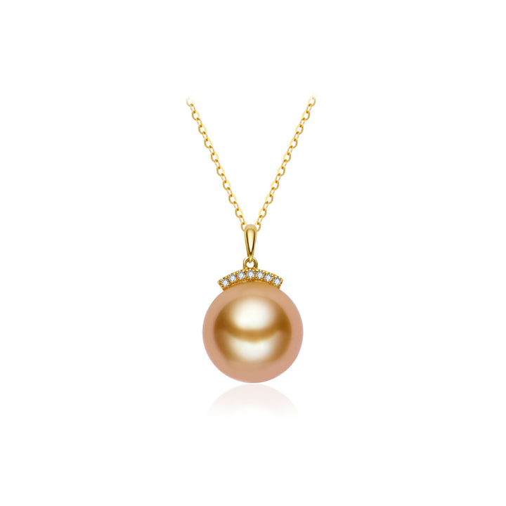 Collier en perle dorée de mer du Sud en or massif 18 carats KN00360