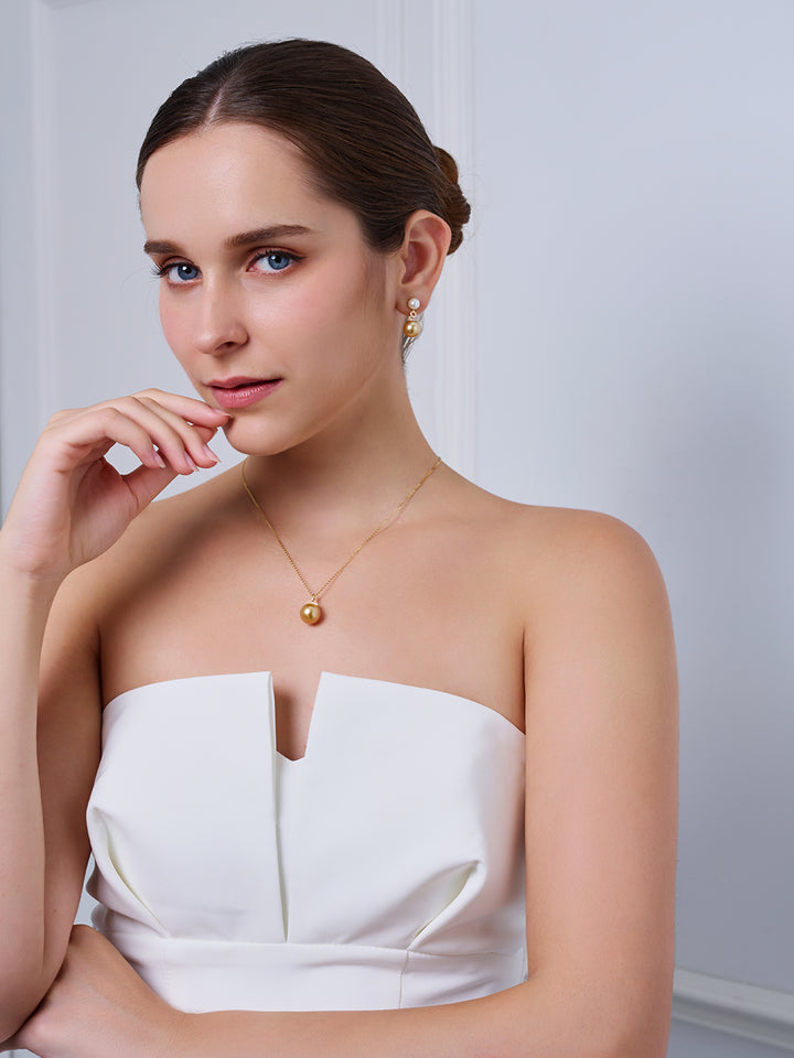 18K 순금 남태평양 골든 진주 목걸이 KN00360