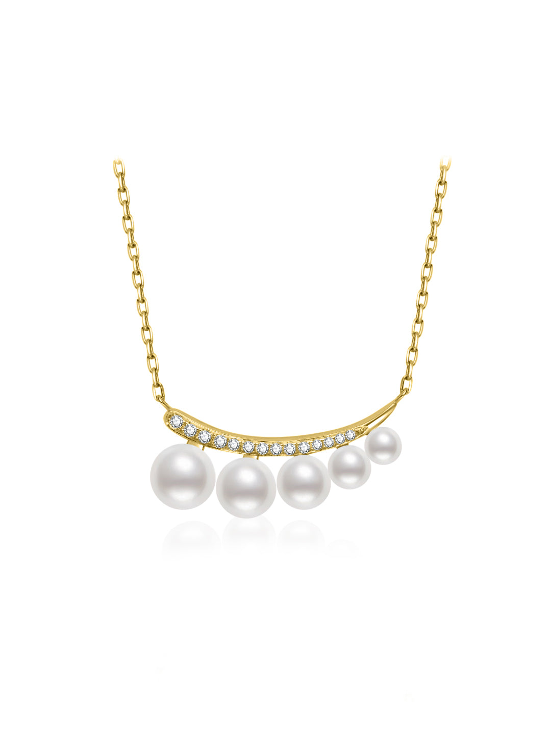 18k Solid Gold Diamond Akoya Pearl Necklace KN00363