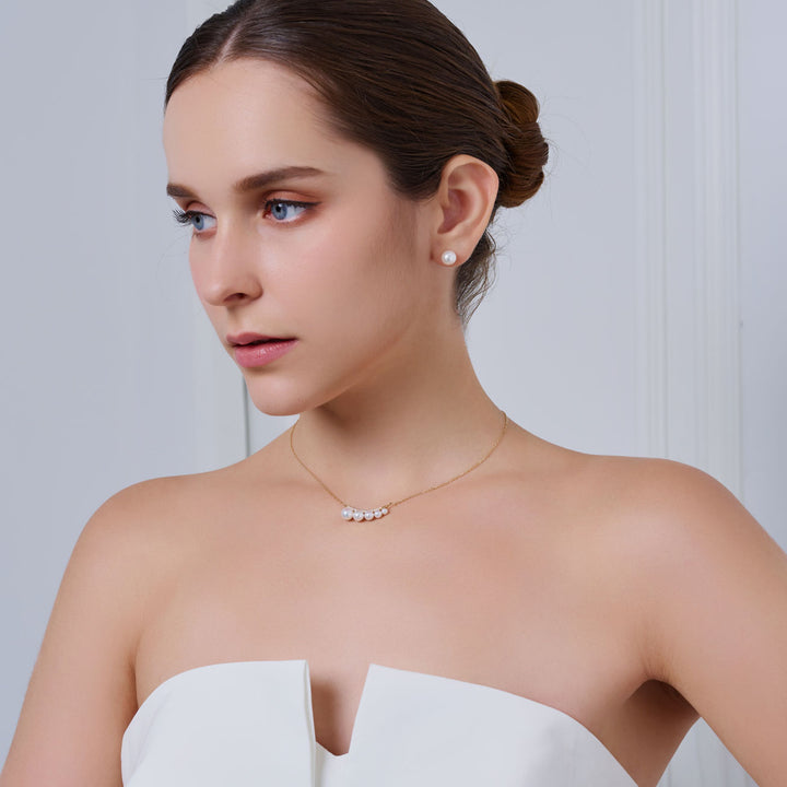 Collar de perlas Akoya de oro macizo 18k KN00363