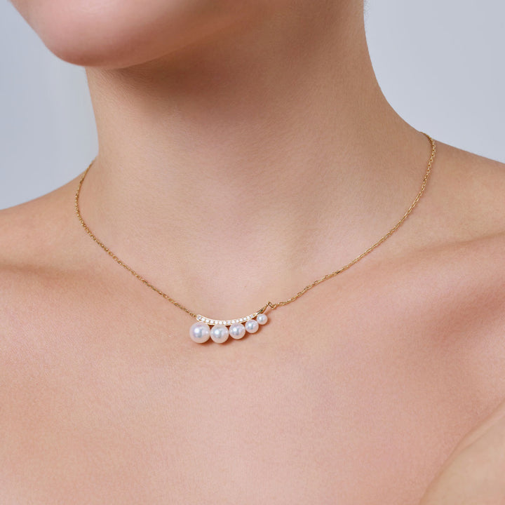 Collar de perlas Akoya de oro macizo 18k KN00363