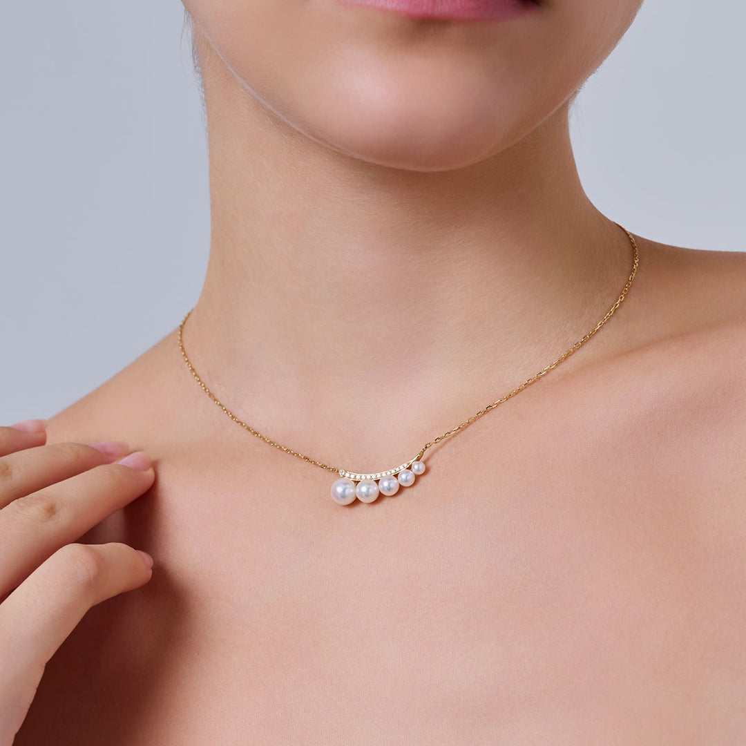 Collar de perlas Akoya de oro macizo 18k KN00363