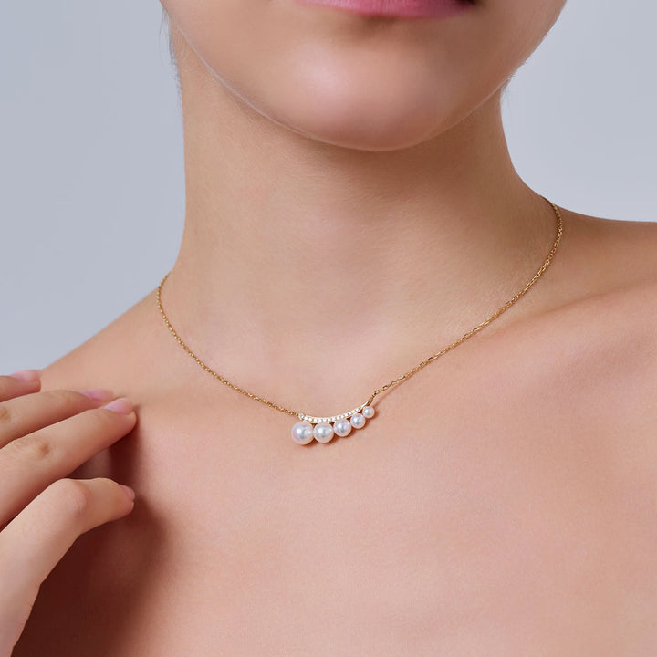 Collar de perlas Akoya de oro macizo 18k KN00363