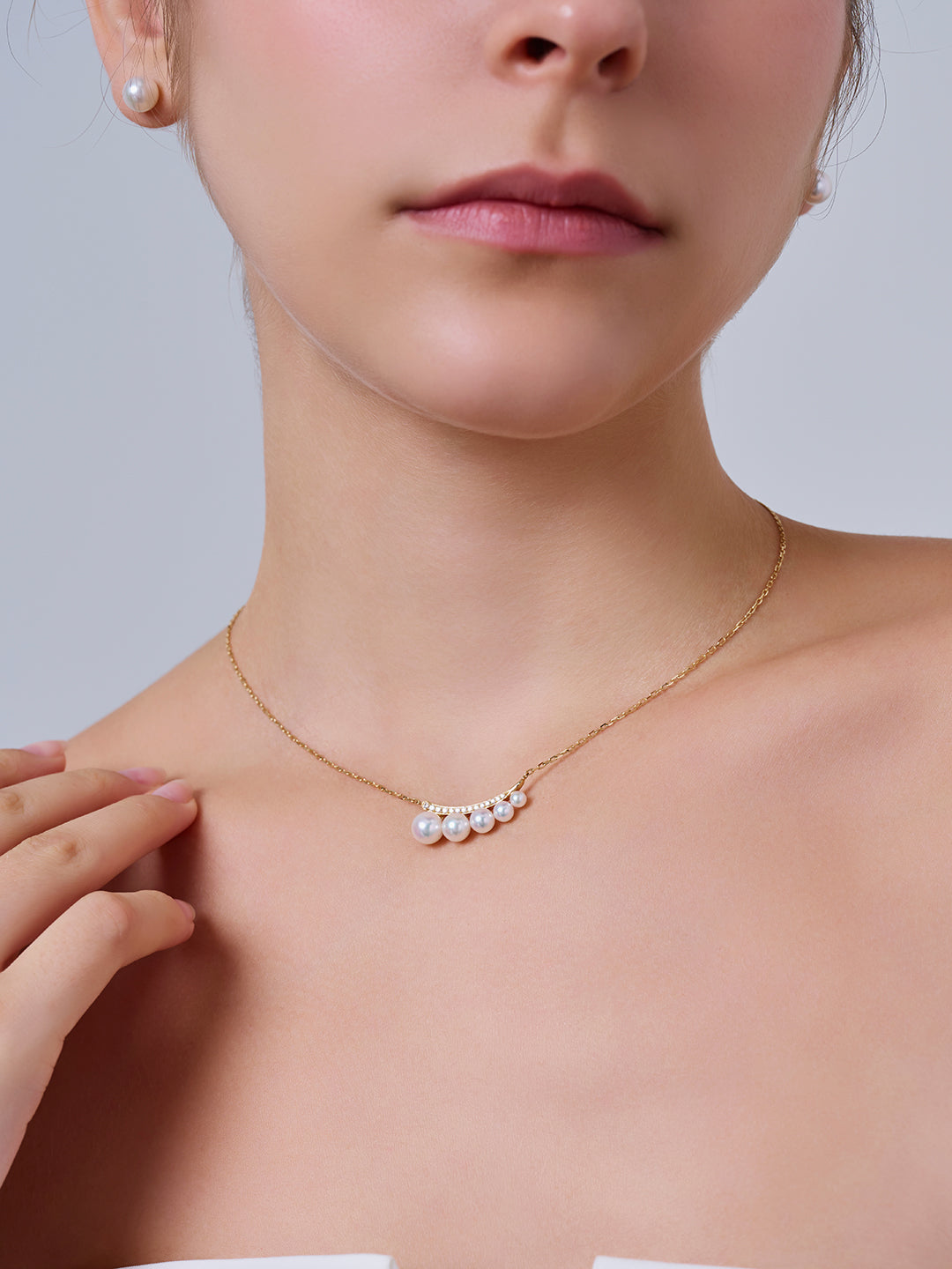 Collana con perla Akoya in oro massiccio 18k e diamante KN00363
