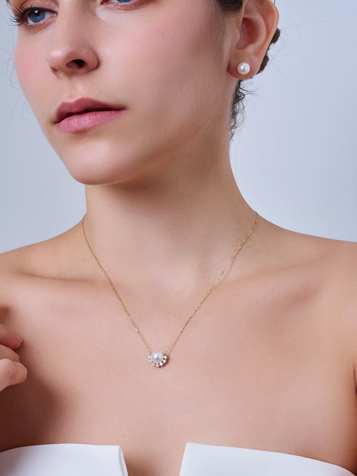 18k Massivgold Akoya Perlenkette KN00364