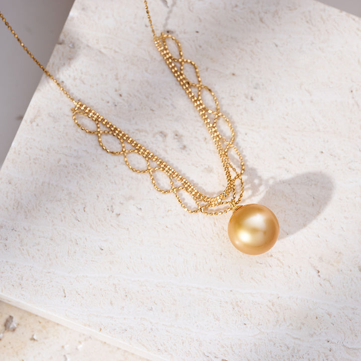 18K ソリッドゴールド 南洋ゴールデンパール ネックレス KN00366