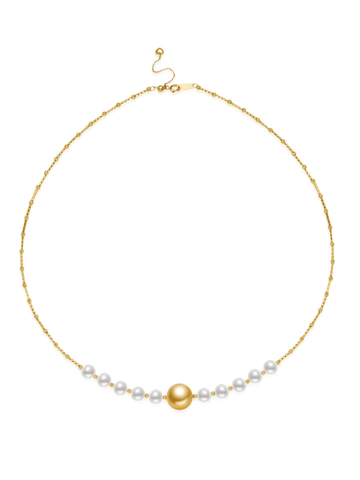 18k Gold Südsee Goldene &amp; Akoya Perlenkette KN00367 | HARMONY